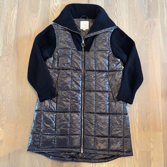 Varley Mayten Knit Puffer Jacket Long Winter Coat Black Womens Size Large - Picture 3 of 12